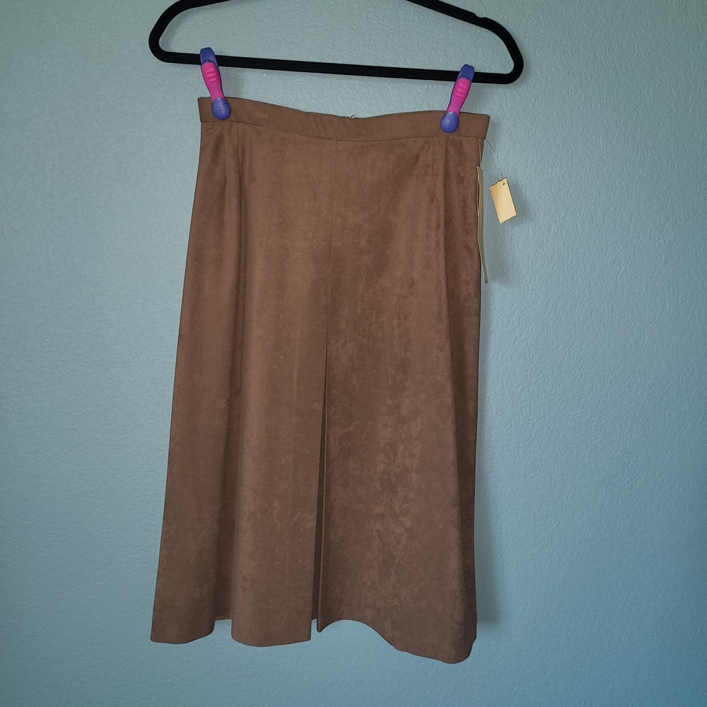 NWT Vintage Brown Suede Like Midi Skirt Perception By Bobbie Brooks Camel